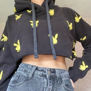 Missguided Playboy crop hoodie